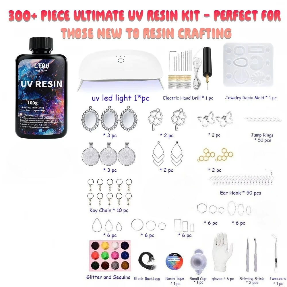 300Pcs UV Resin Kit 100g Clear - Epoxy Uv Resin Kit review and price