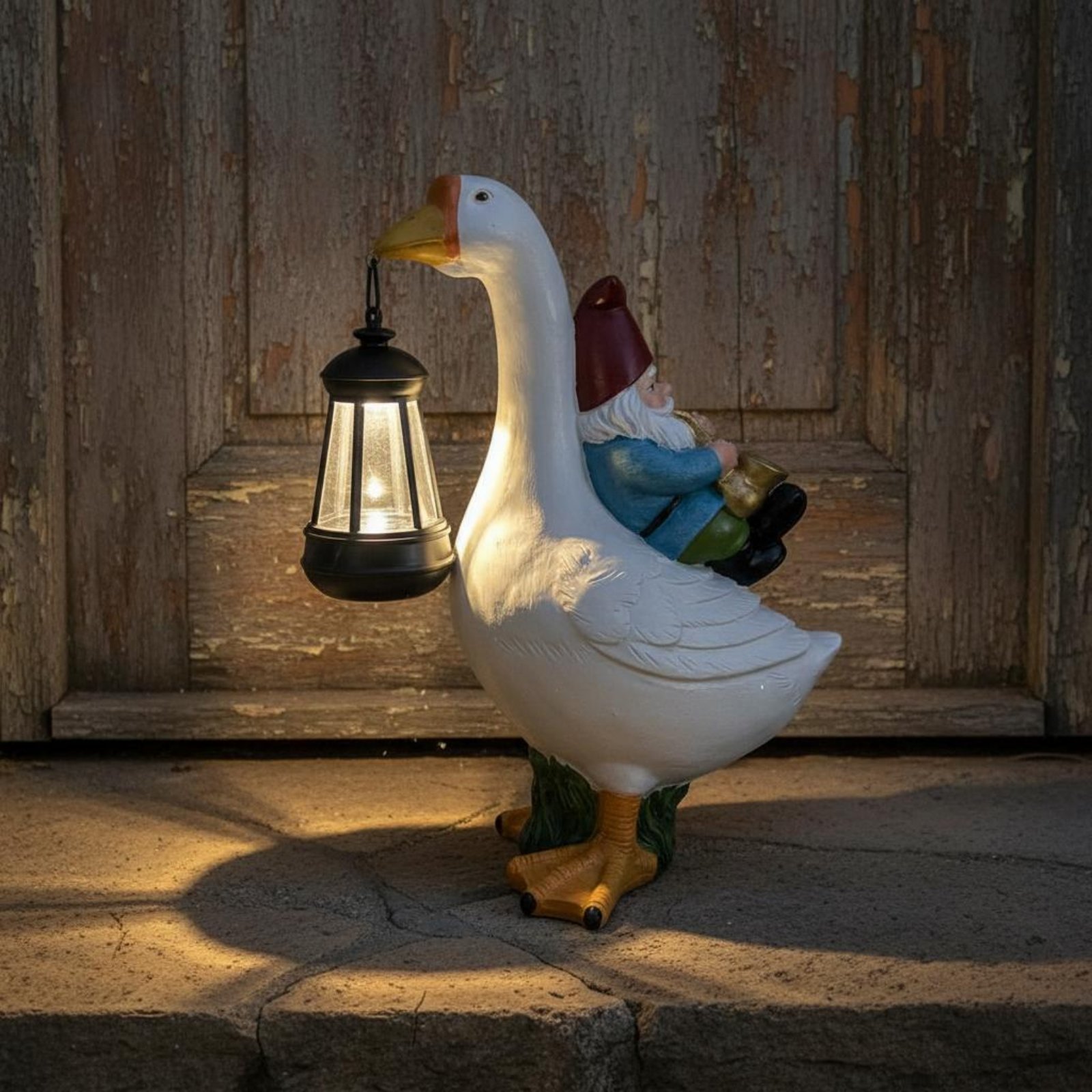 Gnome Riding Goose Statue Weat - Crafting Resin review and price