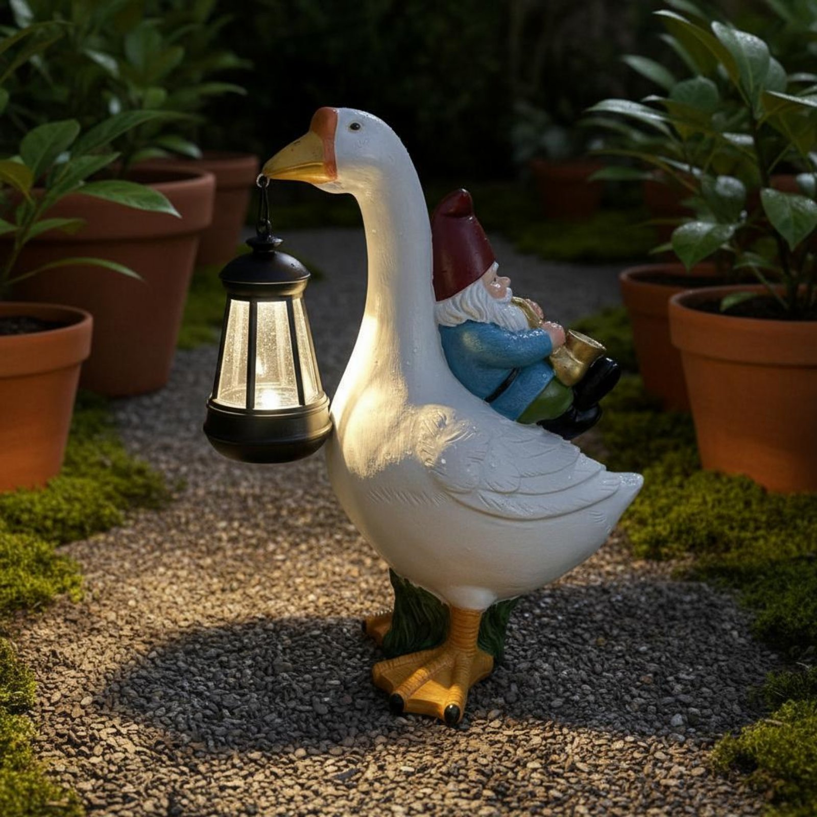 Gnome Riding Goose Statue Weat - Crafting Resin review and price