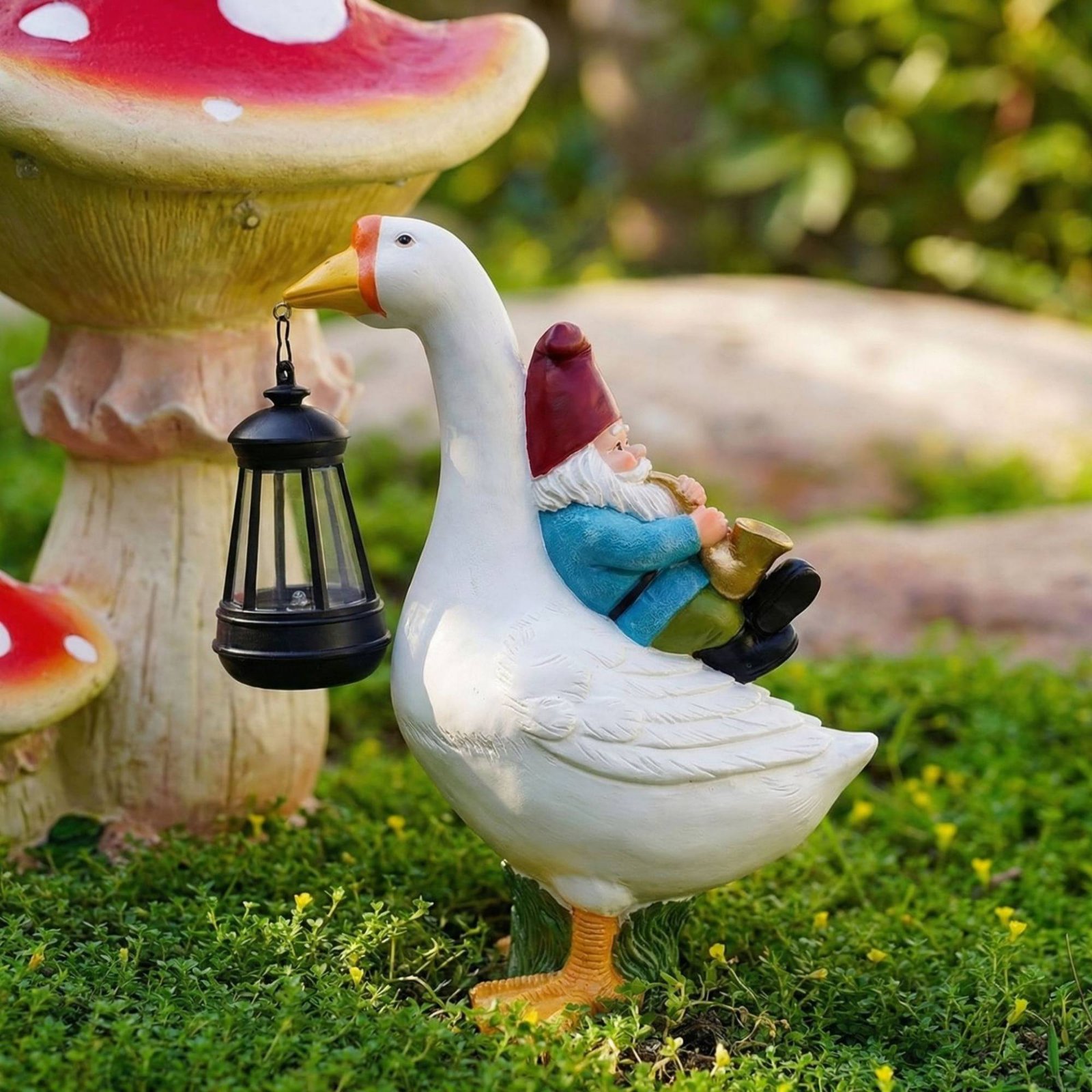 Gnome Riding Goose Statue Weat - Crafting Resin review and price