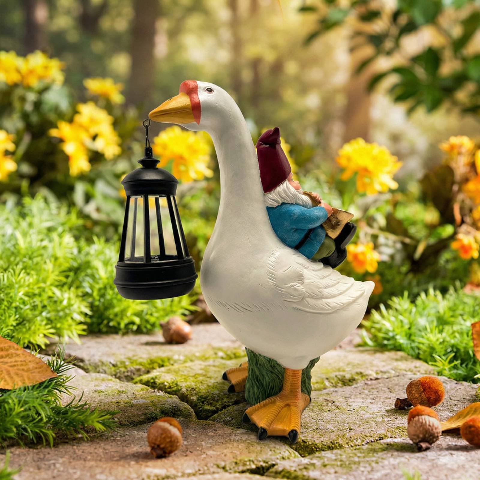 Gnome Riding Goose Statue Weat - Crafting Resin review and price